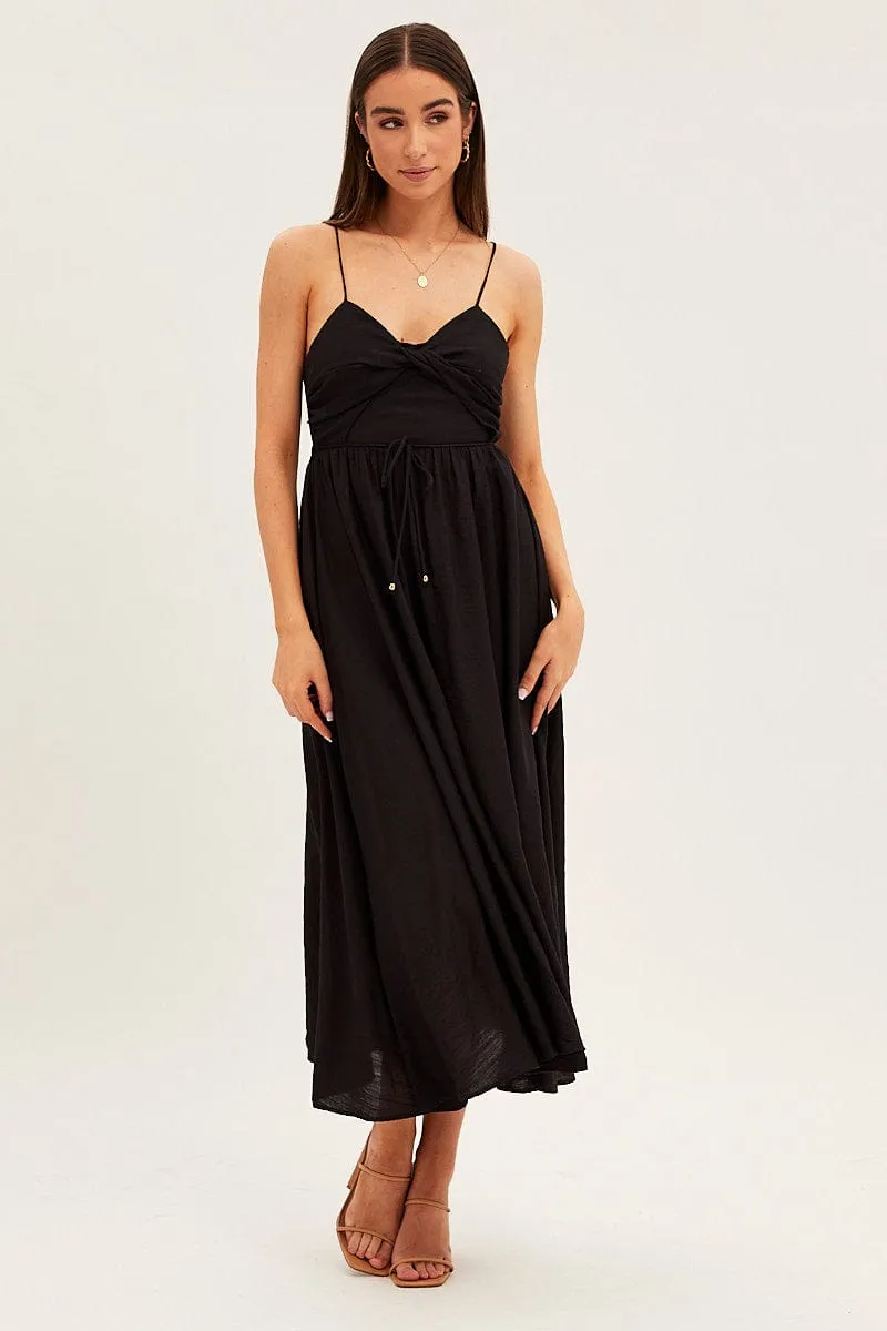 Black Twist Front Detail Satin Maxi Dress sold by Ally Fashion product image thumbnail 3