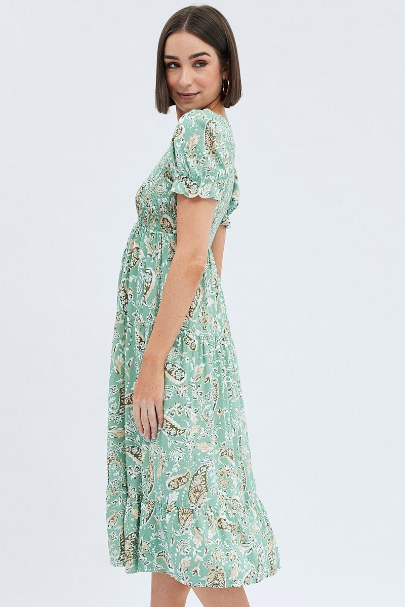 Floral Print Puff Sleeve Midi Dress sold by Ally Fashion product image thumbnail 4