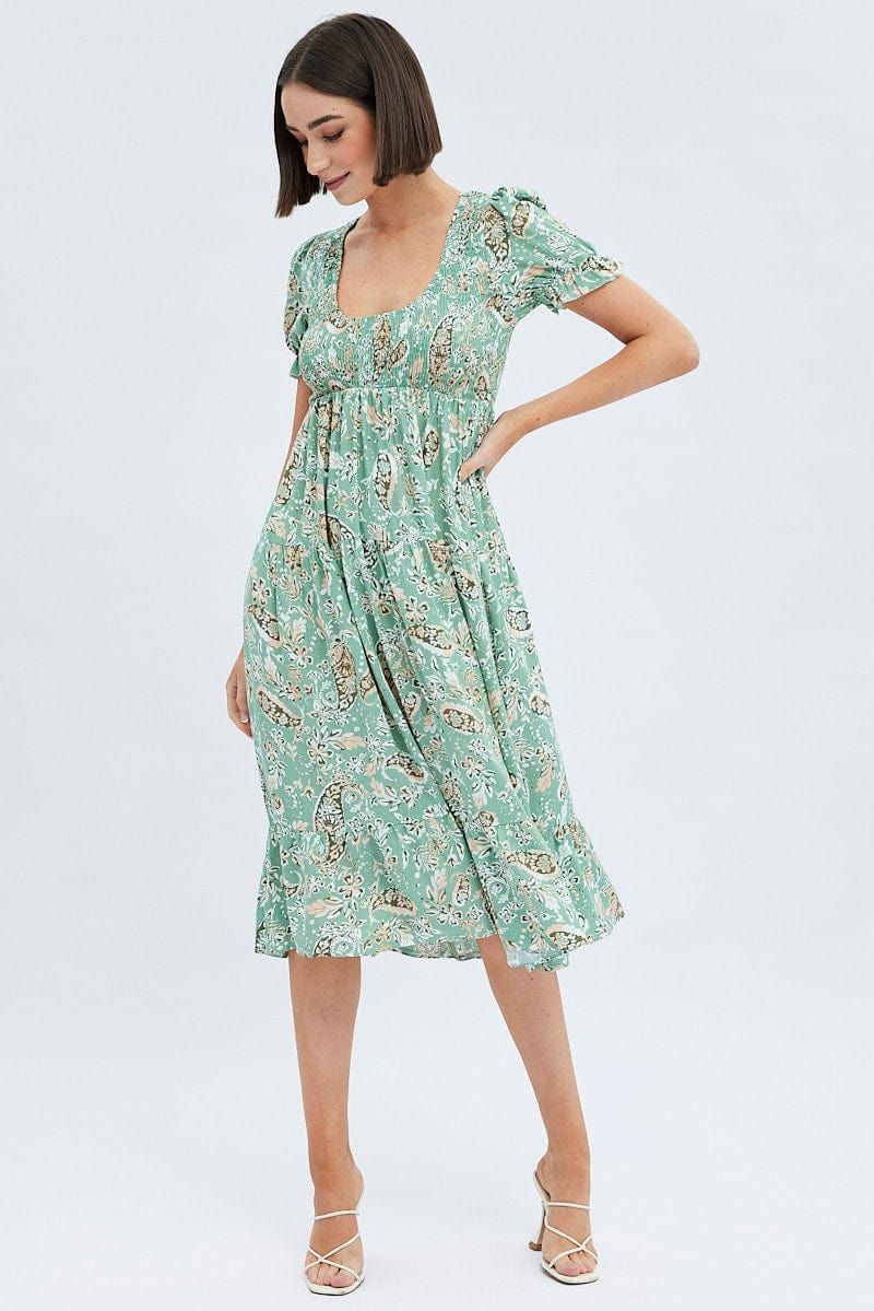 Floral Print Puff Sleeve Midi Dress sold by Ally Fashion product image thumbnail 2