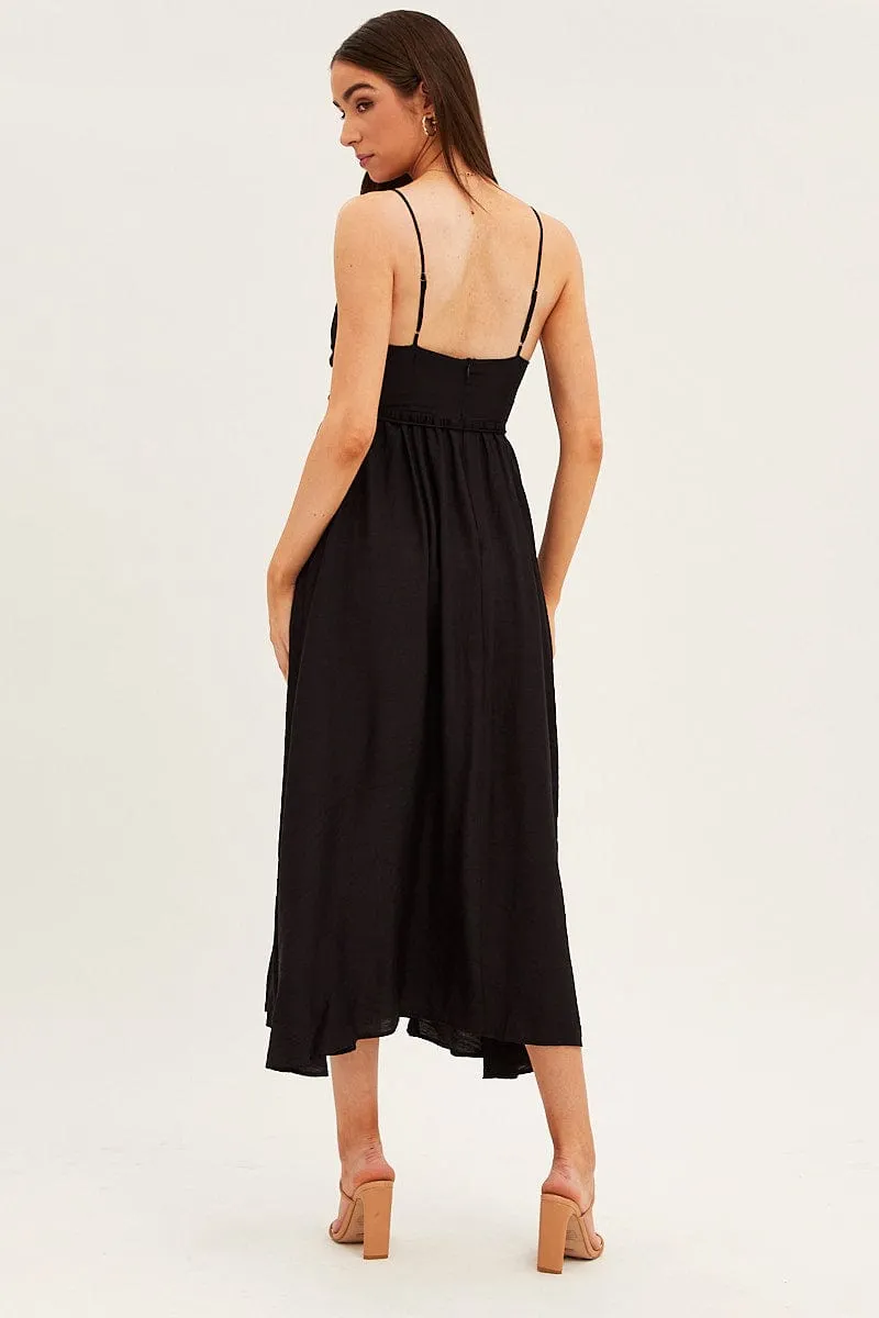 Black Twist Front Detail Satin Maxi Dress sold by Ally Fashion product image thumbnail 5