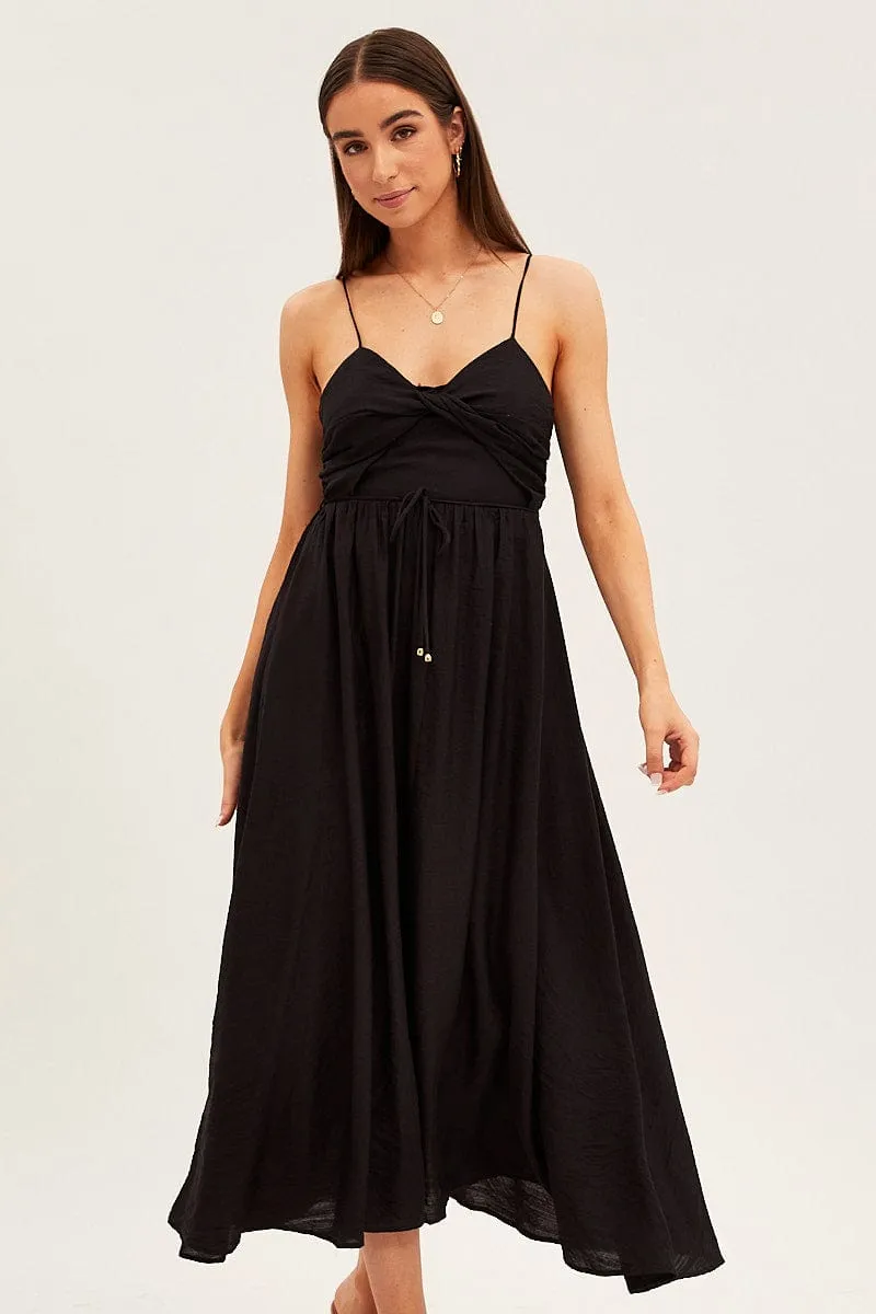 Black Twist Front Detail Satin Maxi Dress sold by Ally Fashion product image thumbnail 2