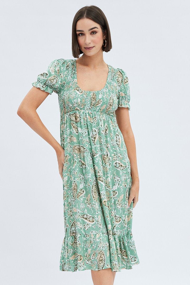 Floral Print Puff Sleeve Midi Dress sold by Ally Fashion product image thumbnail 3