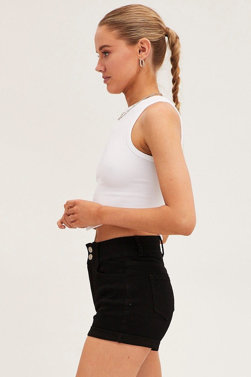 Black Denim Shorts Skinny High Rise sold by Ally Fashion product image thumbnail 4