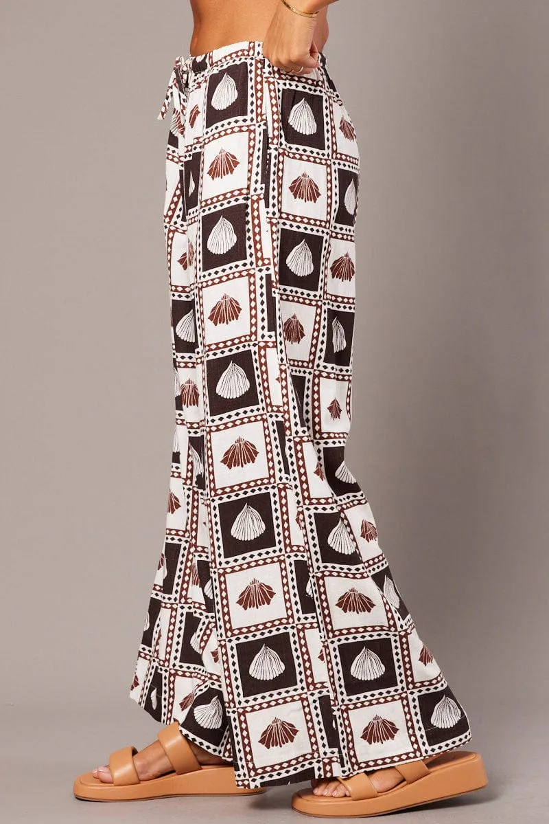 Brown Abstract Wide Leg Pants High Rise sold by Ally Fashion product image thumbnail 4