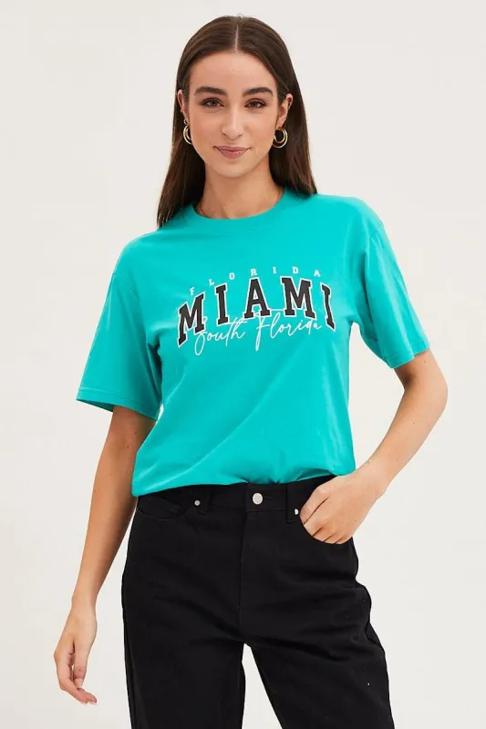 Green Graphic T Shirt Short Sleeve sold by Ally Fashion