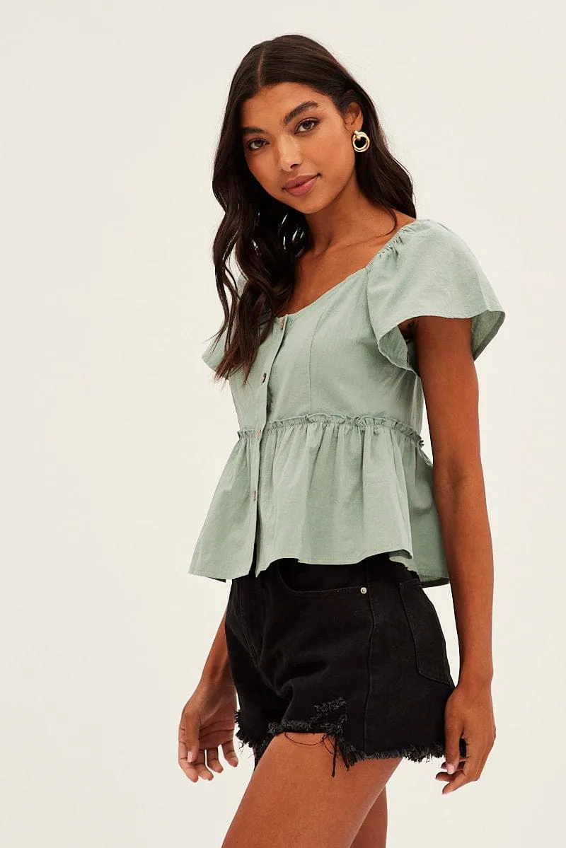 Green Bell Sleeve Peplum Top sold by Ally Fashion product image thumbnail 4