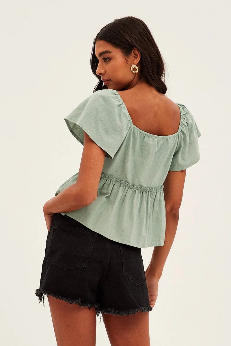Green Bell Sleeve Peplum Top sold by Ally Fashion product image thumbnail 5