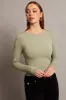 Green Top Long Sleeve Boat Neck Modal sold by Ally Fashion