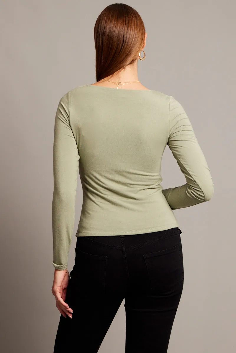 Green Top Long Sleeve Boat Neck Modal sold by Ally Fashion product image thumbnail 5