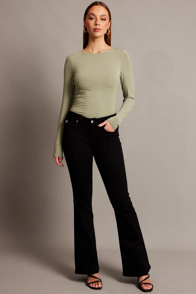 Green Top Long Sleeve Boat Neck Modal sold by Ally Fashion product image thumbnail 2