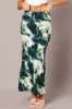 Green Abstract Slip Skirt Maxi Drawstring Waist sold by Ally Fashion