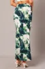 Green Abstract Slip Skirt Maxi Drawstring Waist sold by Ally Fashion