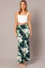Green Abstract Slip Skirt Maxi Drawstring Waist sold by Ally Fashion