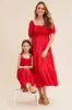 Red Midi Dress Short Sleeve Shirred sold by Ally Fashion