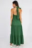 Green Maxi Dress Square Neck Tiered sold by Ally Fashion