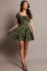 Green Ditsy Fit And Flare Dress Mini sold by Ally Fashion