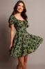 Green Ditsy Fit And Flare Dress Mini sold by Ally Fashion