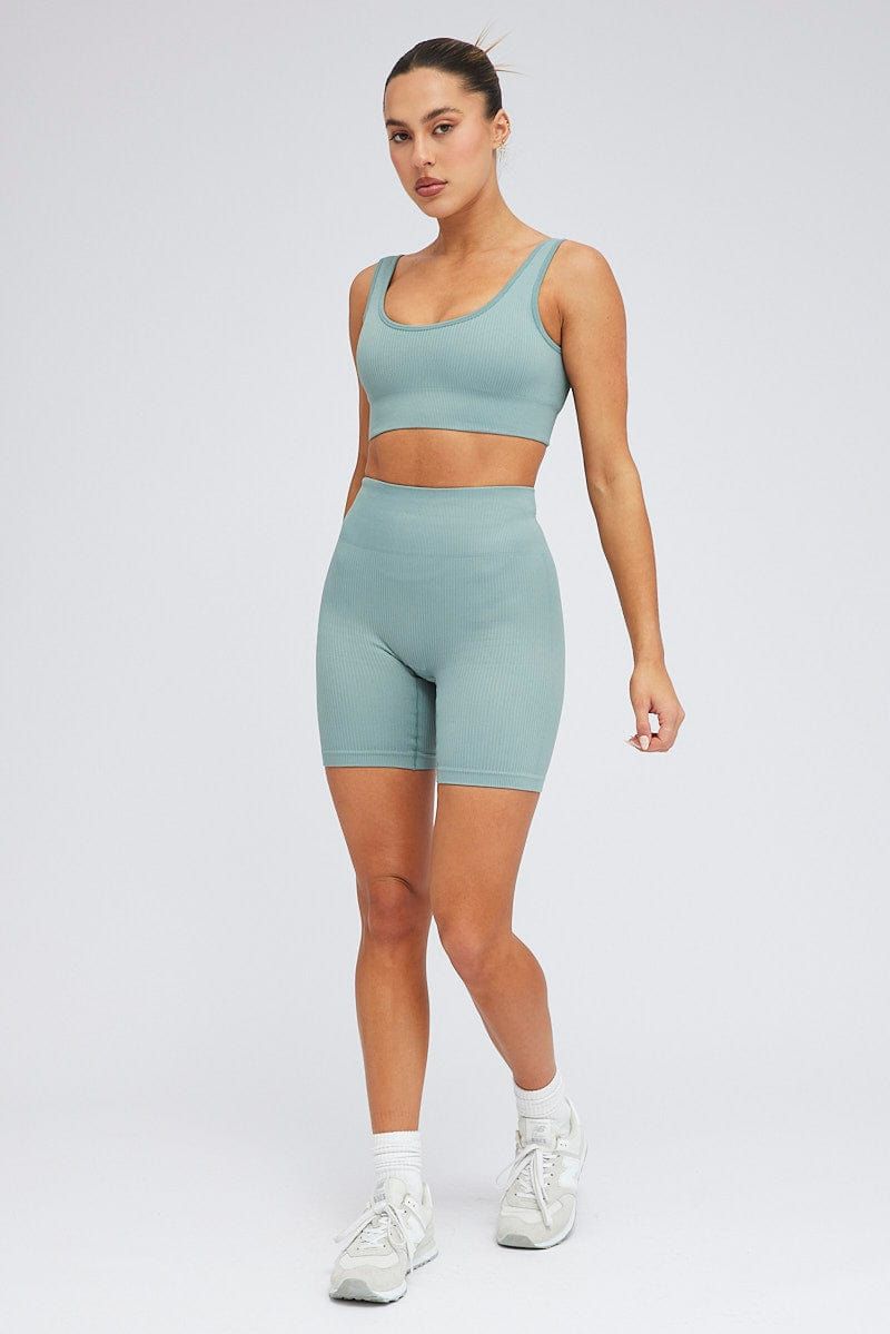 Blue Seamless Tank Top And Shorts Activewear Set sold by Ally Fashion product image thumbnail 2