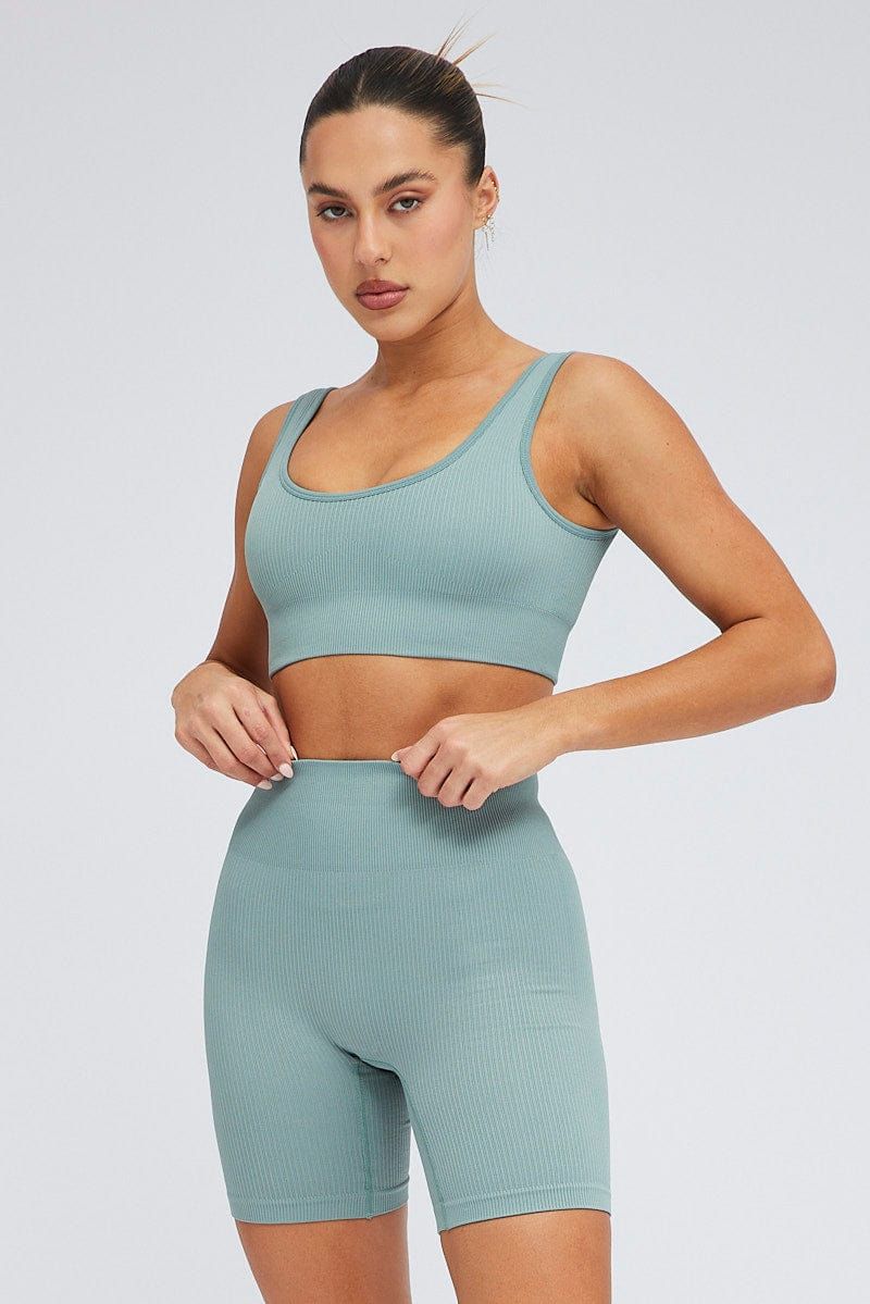 Blue Seamless Tank Top And Shorts Activewear Set sold by Ally Fashion product image thumbnail 3