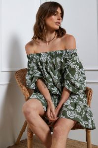 Print Mini Dress Off Shoulder sold by Ally Fashion