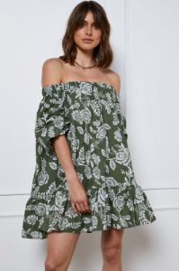 Print Mini Dress Off Shoulder sold by Ally Fashion