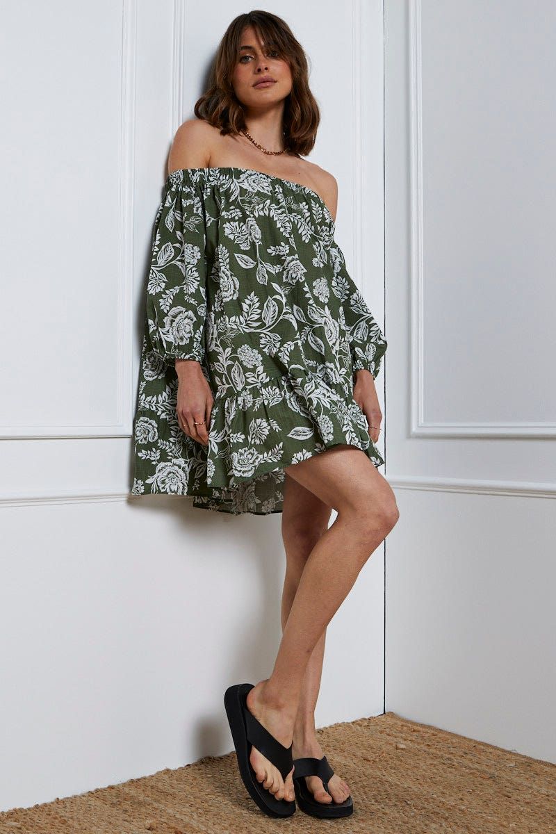 Print Mini Dress Off Shoulder sold by Ally Fashion product image thumbnail 2