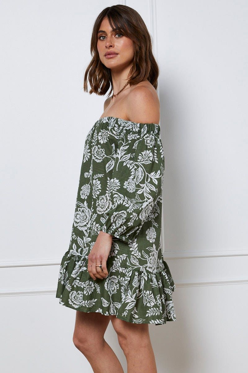 Print Mini Dress Off Shoulder sold by Ally Fashion product image thumbnail 4