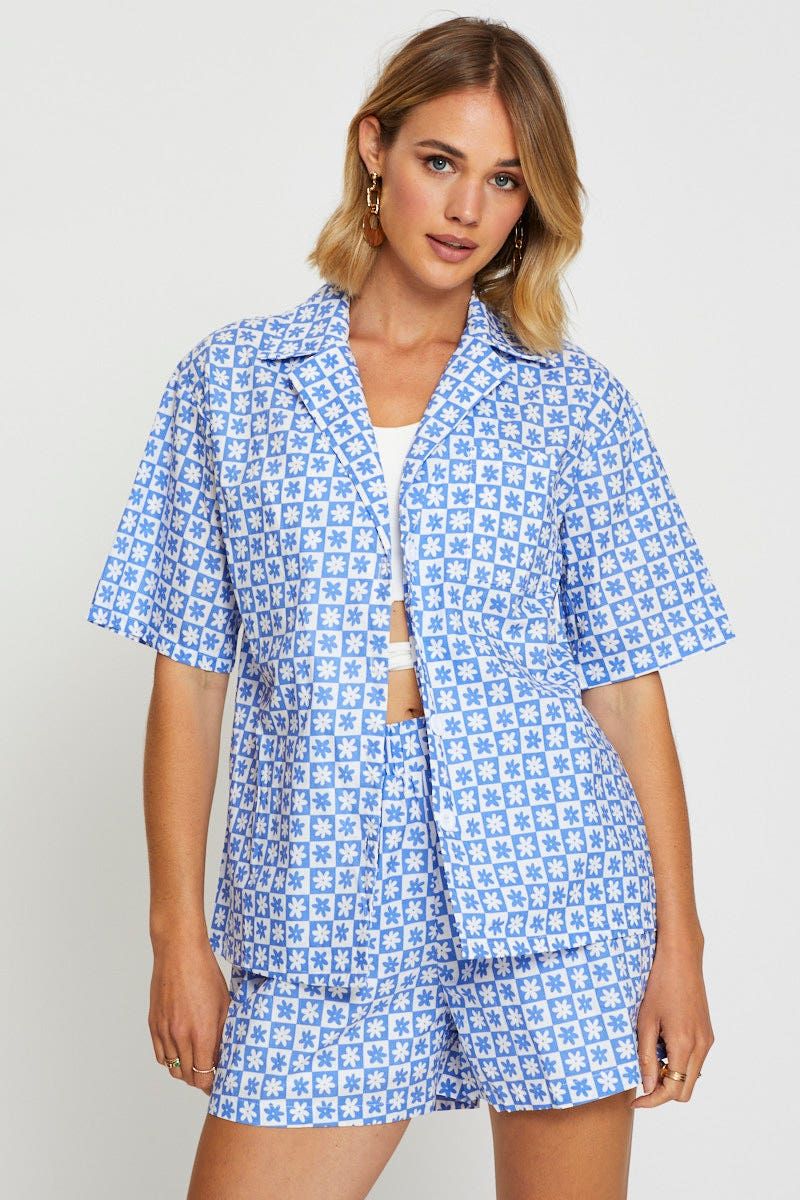 Print Oversized Shirts Short Sleeve sold by Ally Fashion product image thumbnail 3