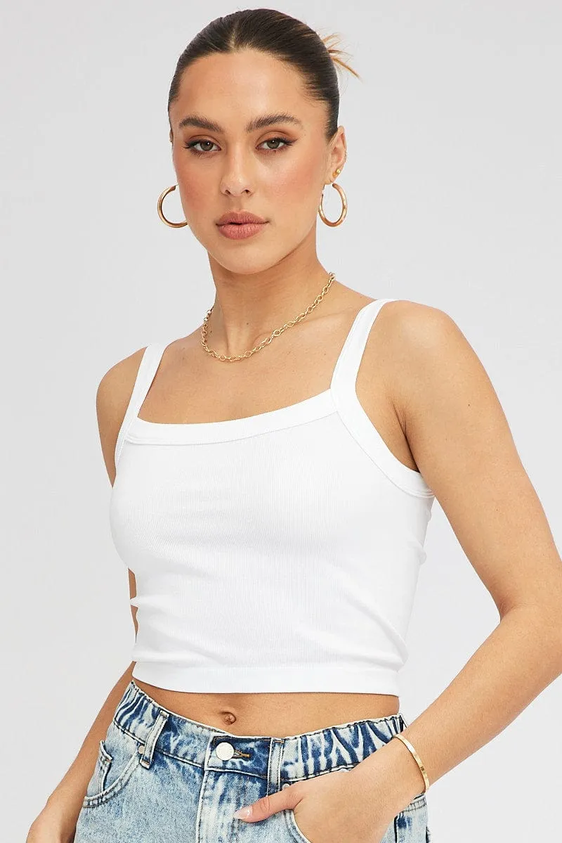 White Singlet Top Round Neck Seamles sold by Ally Fashion product image thumbnail 3