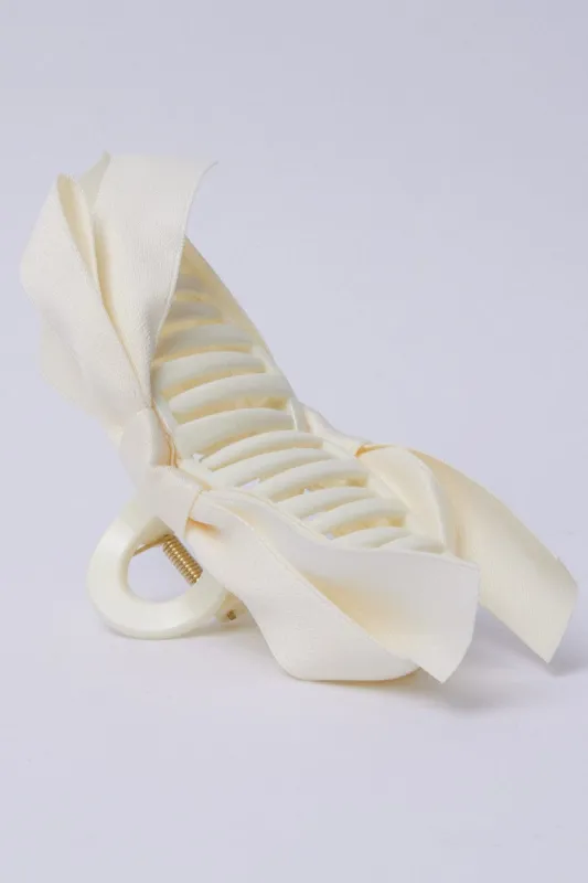 White Bow Claw Clip sold by Ally Fashion
