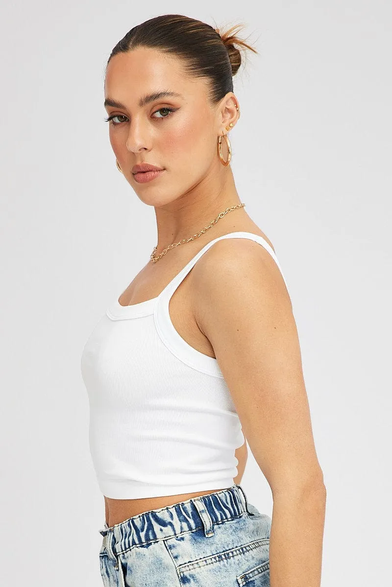 White Singlet Top Round Neck Seamles sold by Ally Fashion product image thumbnail 4