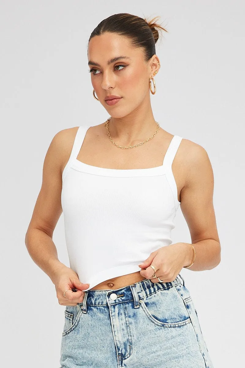 White Singlet Top Round Neck Seamles sold by Ally Fashion