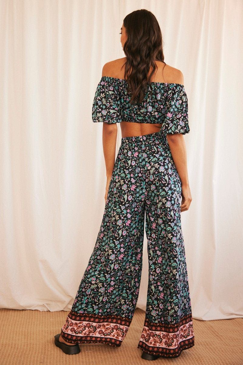 Black Boho Pants Wide Leg High Rise sold by Ally Fashion product image thumbnail 5
