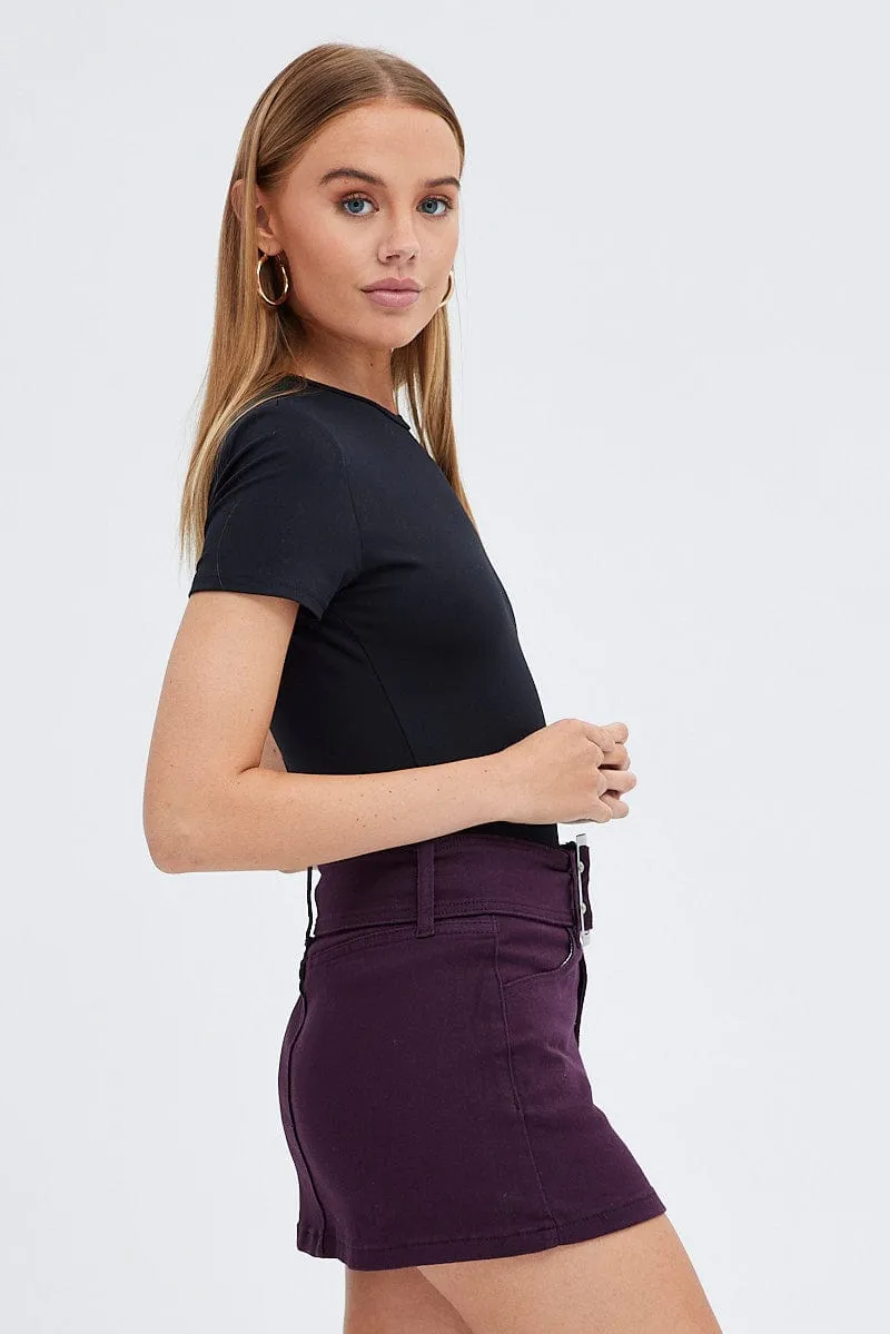 Purple Mini Skirt Belted Low Rise sold by Ally Fashion product image thumbnail 4