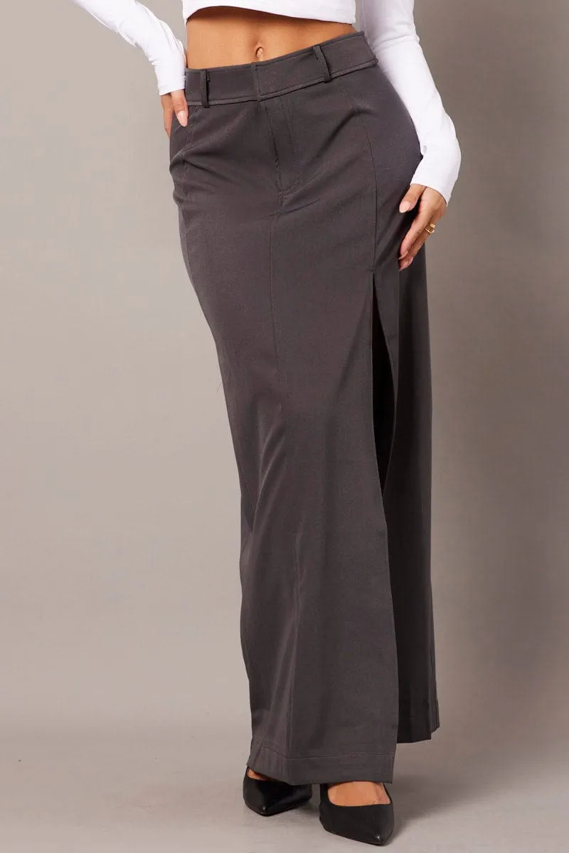 Grey Midi Skirt Tailored High Waist sold by Ally Fashion product image thumbnail 3
