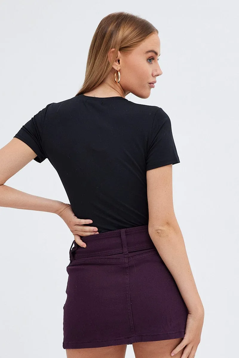 Purple Mini Skirt Belted Low Rise sold by Ally Fashion product image thumbnail 5