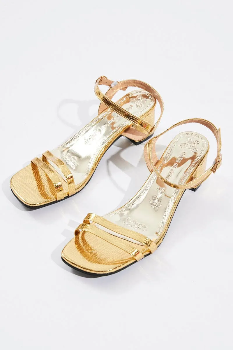 Gold Mid Heeled Sandals sold by Ally Fashion