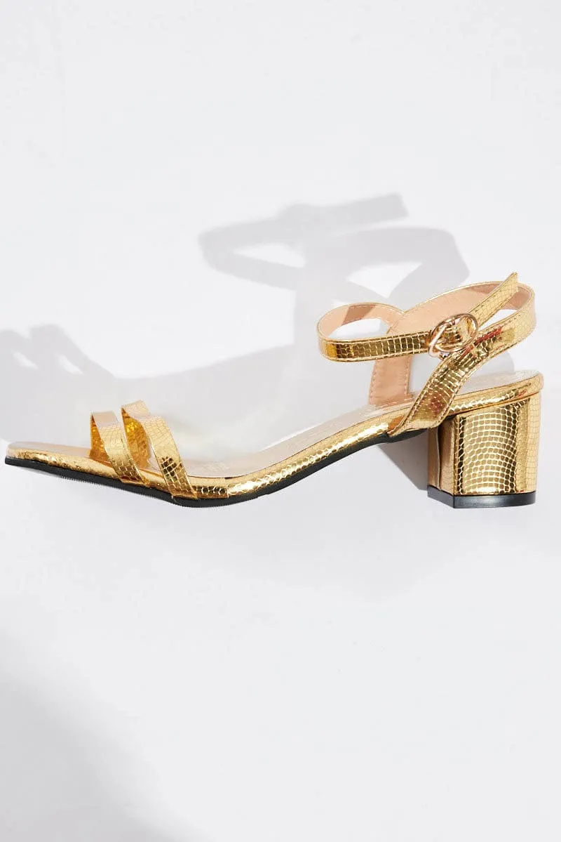 Gold Mid Heeled Sandals sold by Ally Fashion product image thumbnail 2