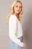 White Fluffy Knit Cardigan Long Sleeve V Neck sold by Ally Fashion