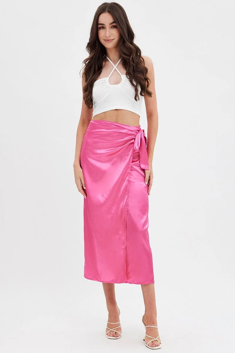 Pink Twist Midi Skirt sold by Ally Fashion product image thumbnail 3