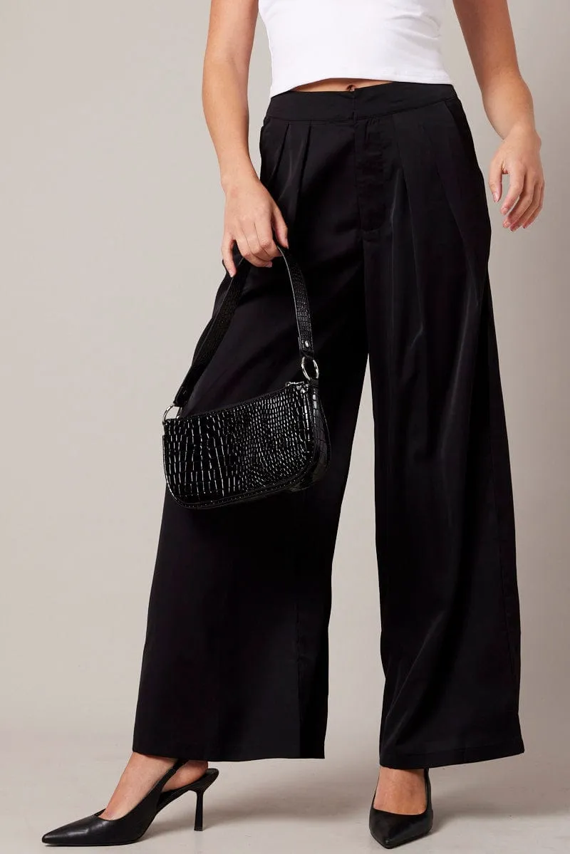 Black Wide Leg Pants High Rise sold by Ally Fashion product image thumbnail 3