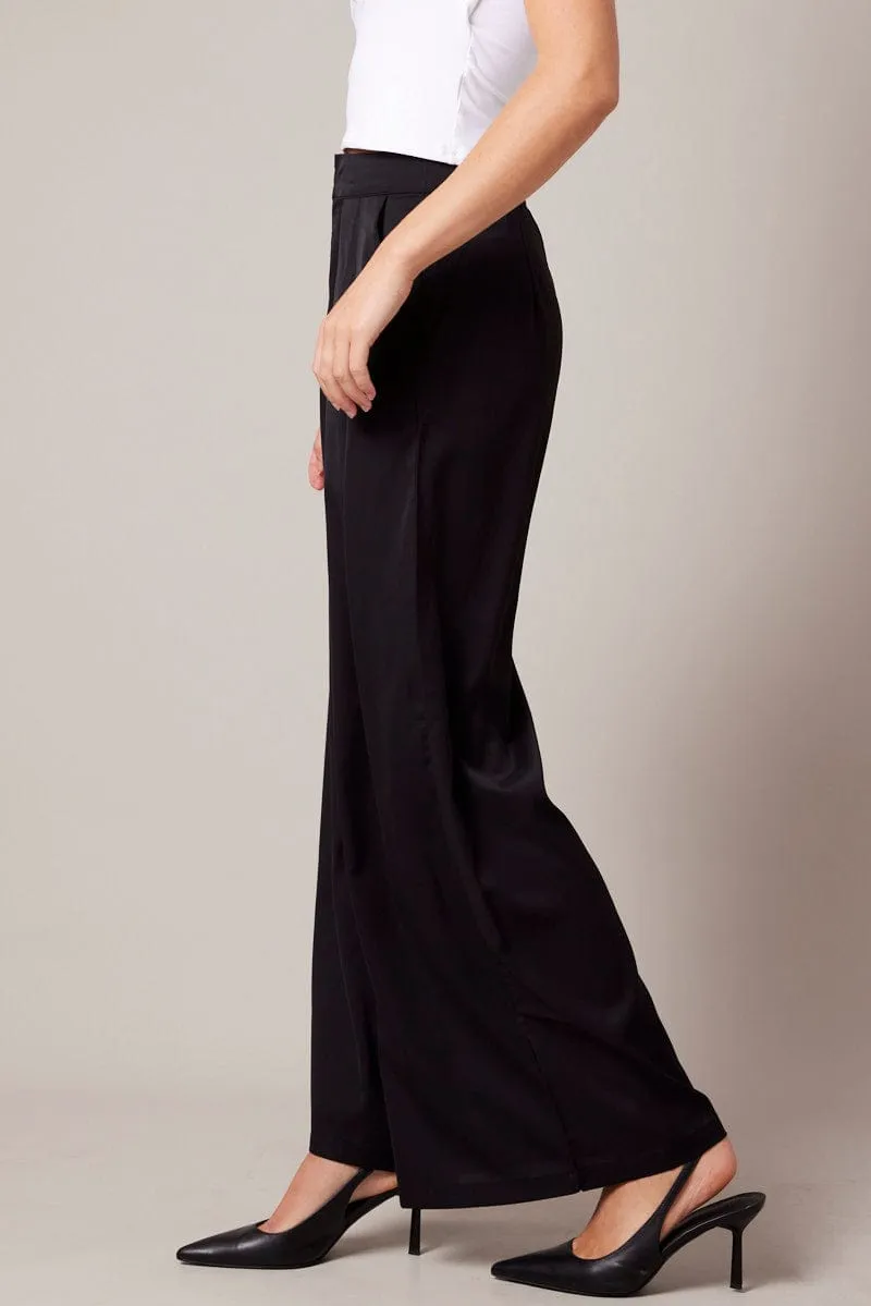 Black Wide Leg Pants High Rise sold by Ally Fashion product image thumbnail 4