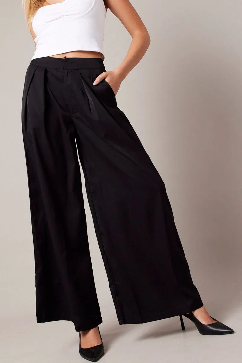 Black Wide Leg Pants High Rise sold by Ally Fashion