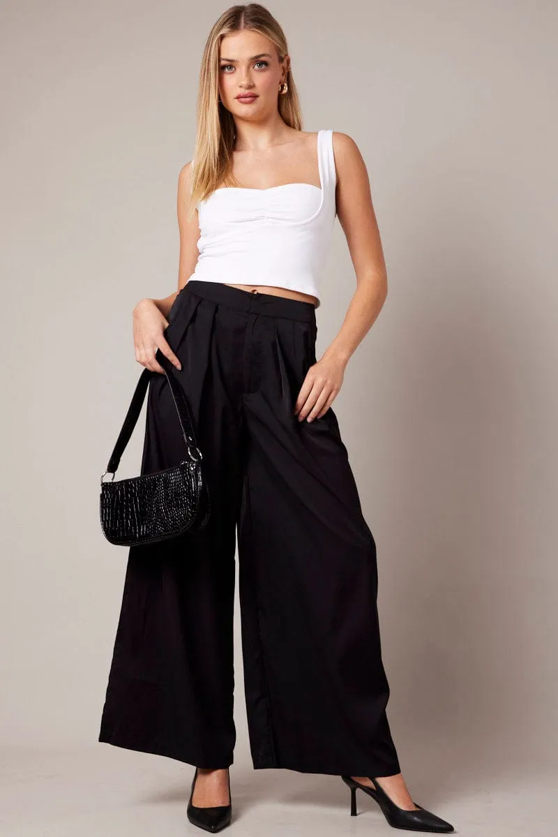 Black Wide Leg Pants High Rise sold by Ally Fashion product image thumbnail 2