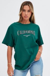 Green Graphic Tee Short Sleeve Oversized sold by Ally Fashion