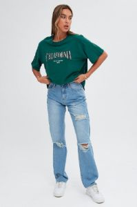 Green Graphic Tee Short Sleeve Oversized sold by Ally Fashion