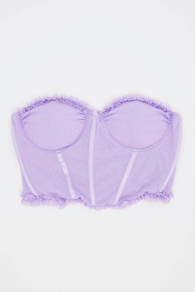 Purple Mesh Corset Top Lingerie sold by Ally Fashion