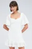 White Mini Dress Wing Sleeve Cotton Lace sold by Ally Fashion