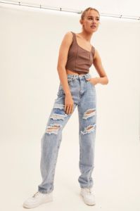 Brown Corset Crop Rib Curve Hem Tank sold by Ally Fashion