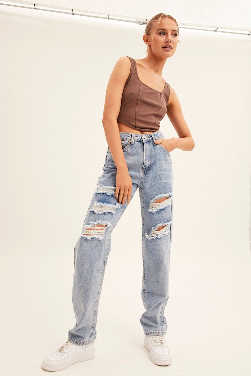 Brown Corset Crop Rib Curve Hem Tank sold by Ally Fashion product image thumbnail 2